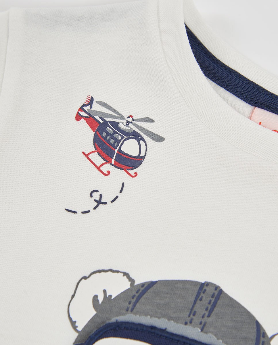 Camisola de Malha Infantil de Manga Comprida com Gola Polo Azul-marinho-3