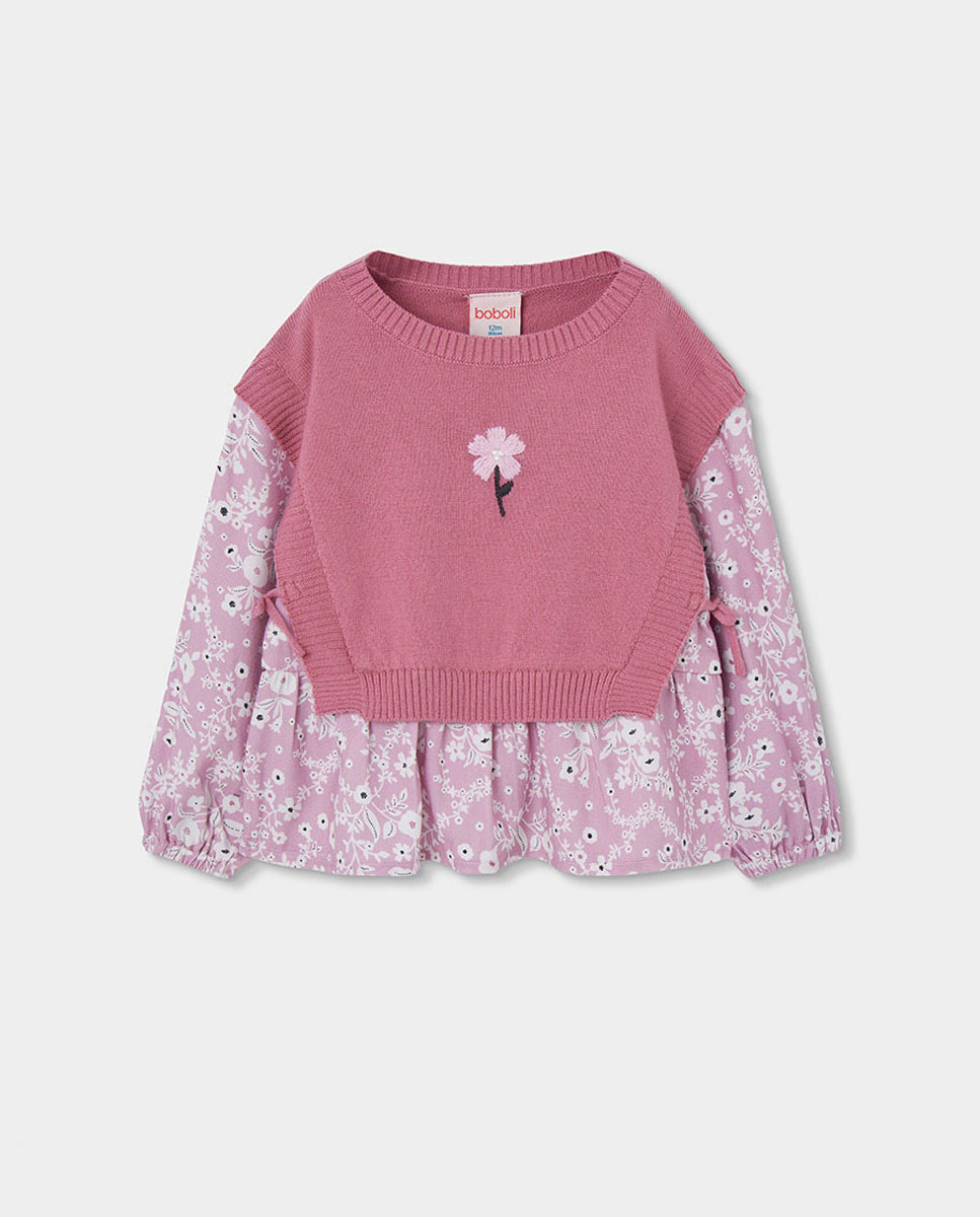 Imagem 0 de Camisola de Malha Infantil de Manga Comprida com Gola Redonda