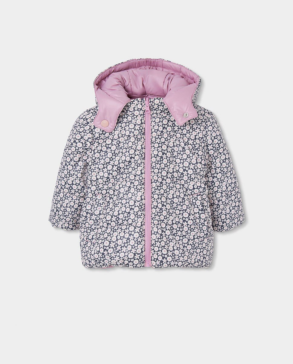 Parka Reversível Infantil com Capuz e Fecho Zip Branco / Preto-4