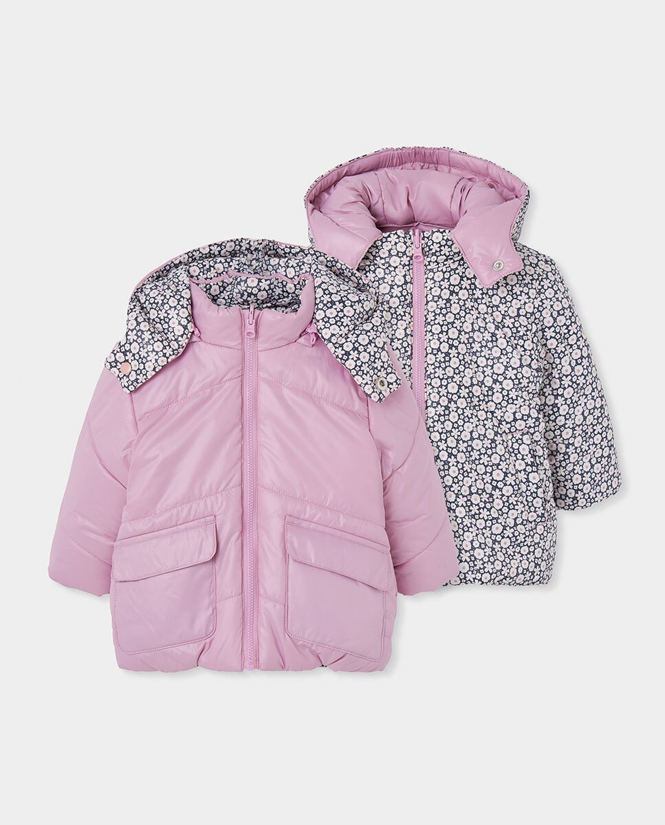 Imagem 0 de Parka Reversível Infantil com Capuz e Fecho Zip