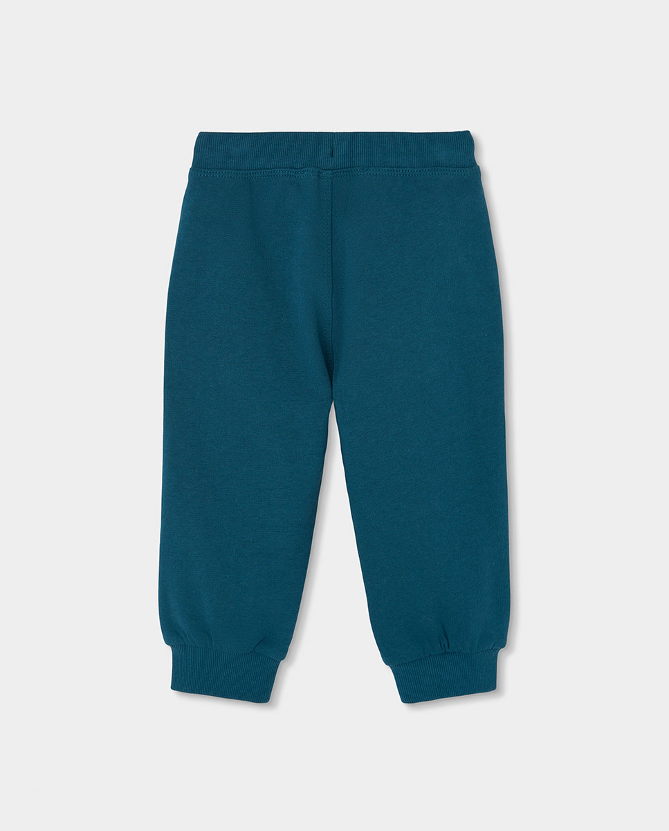 Conjunto de Felpa de Algodão Infantil de Manga Comprida com Gola Redonda Azul-marinho-6