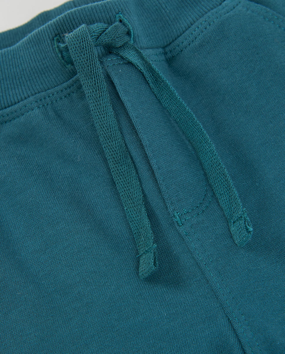 Conjunto de Felpa de Algodão Infantil de Manga Comprida com Gola Redonda Azul-marinho-8