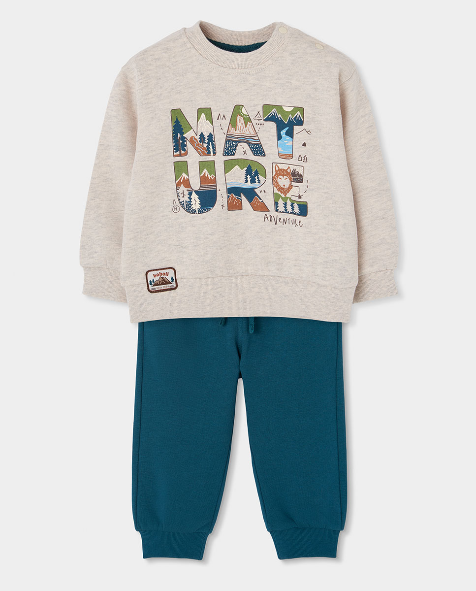 Imagem 0 de Sweatshirt de Felpa de Algodão Infantil de Manga Comprida com Gola Semicisne