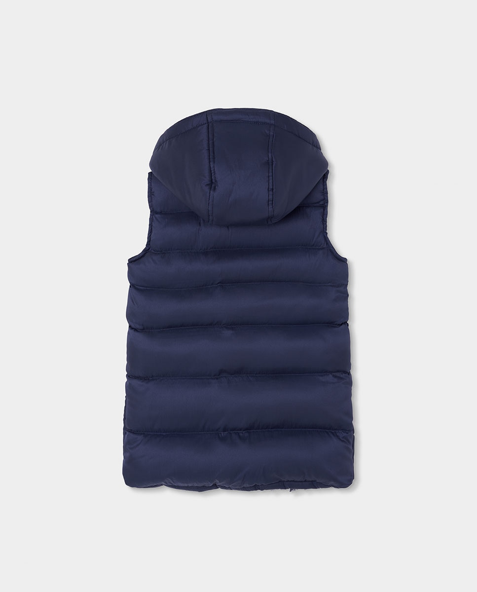 Colete Infantil com Capuz e Bolsos Frontais Azul-marinho-2