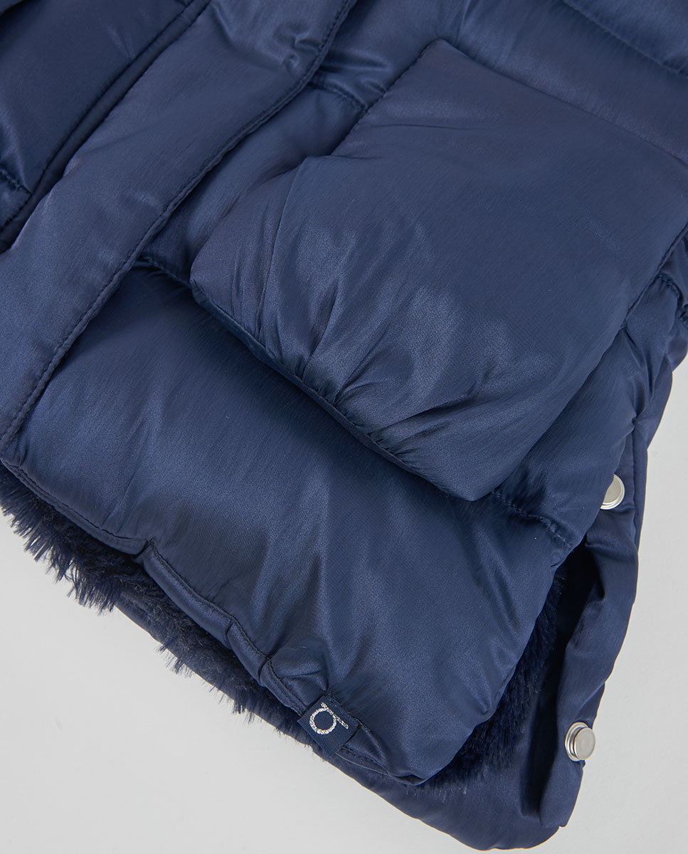 Colete Infantil com Capuz e Bolsos Frontais Azul-marinho-4