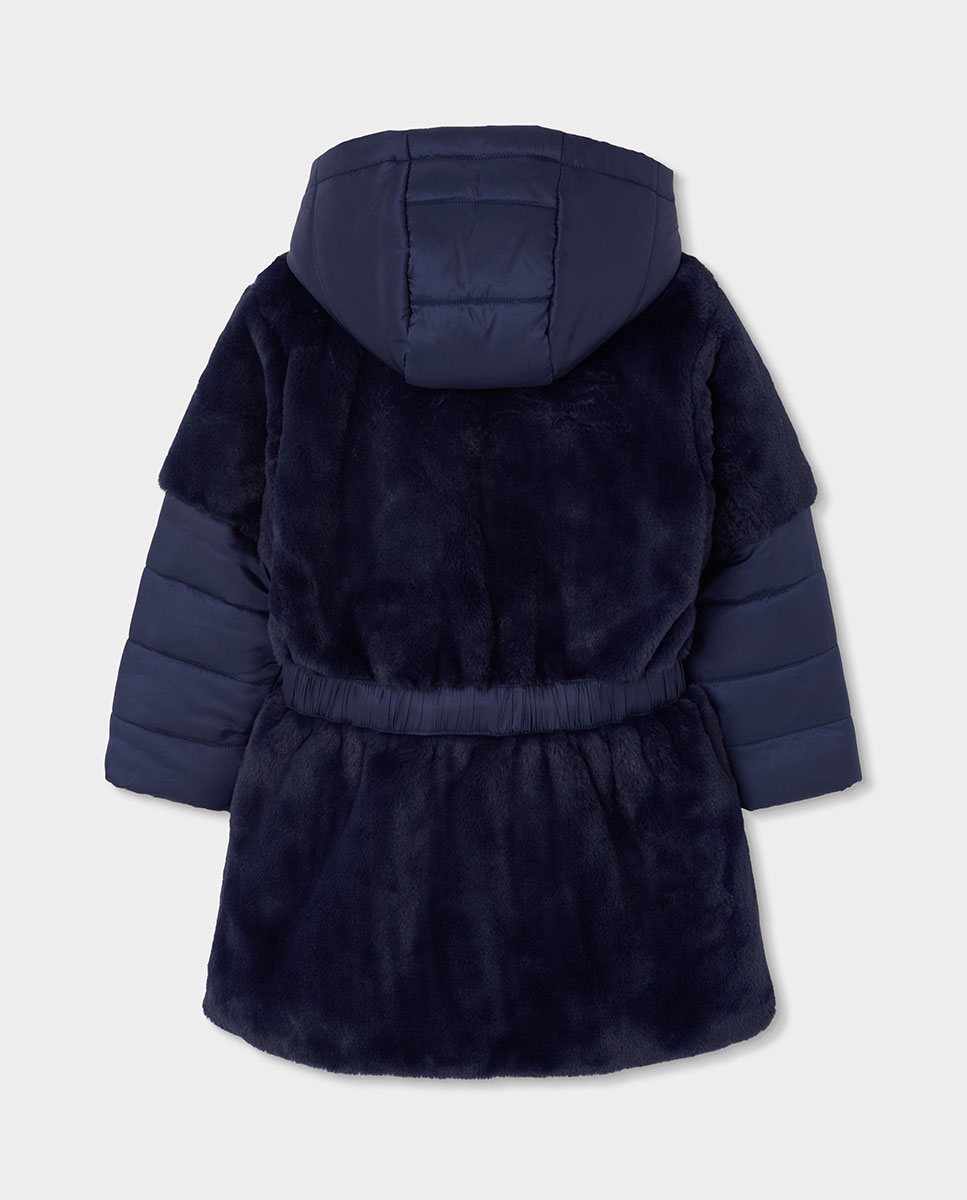 Parka Infantil com Capuz e Bolsos Frontais Azul-marinho-2