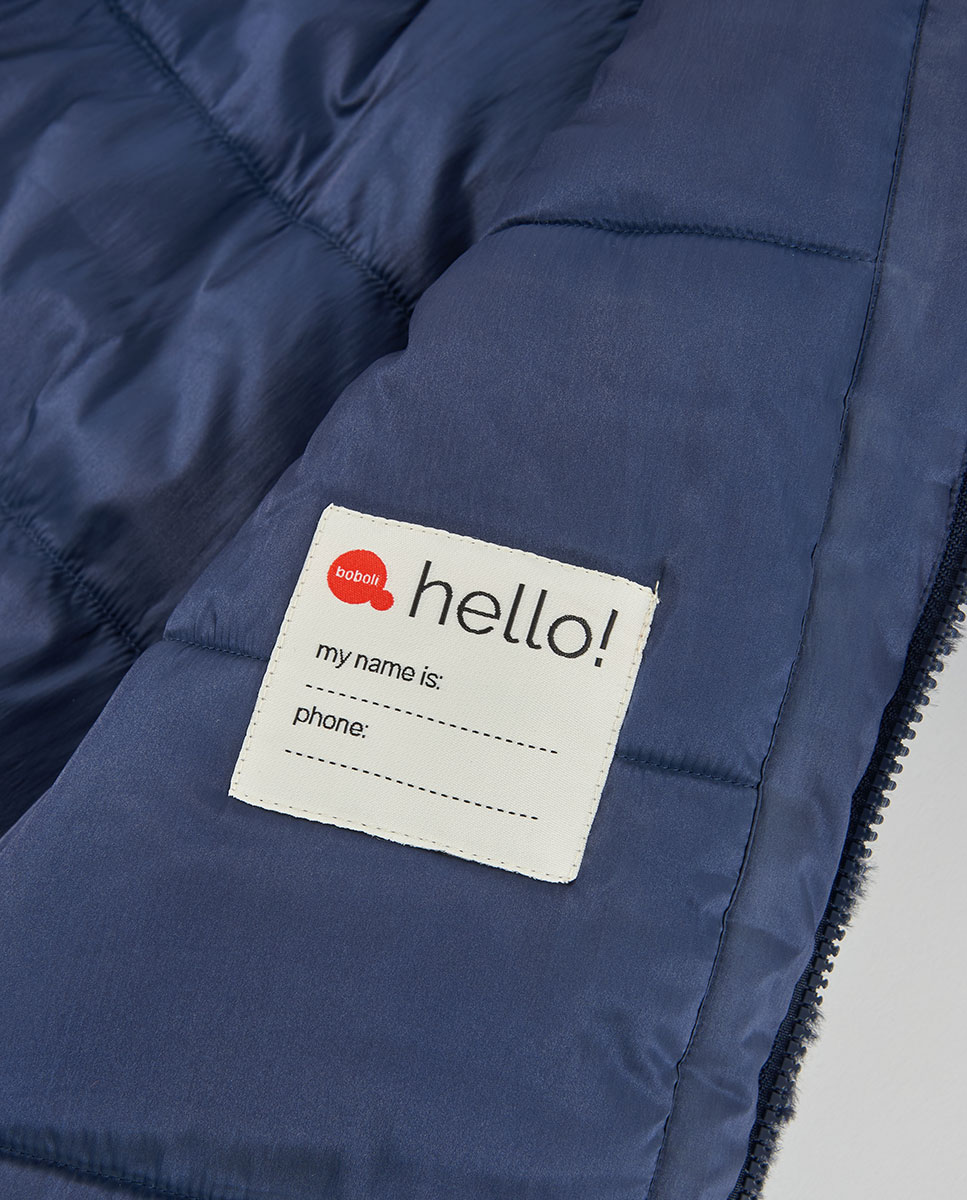 Parka Infantil com Capuz e Bolsos Frontais Azul-marinho-4