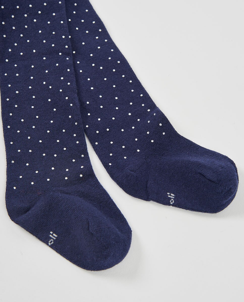 Collants Infantil com Brilhantes e Cintura Subida Branco-2
