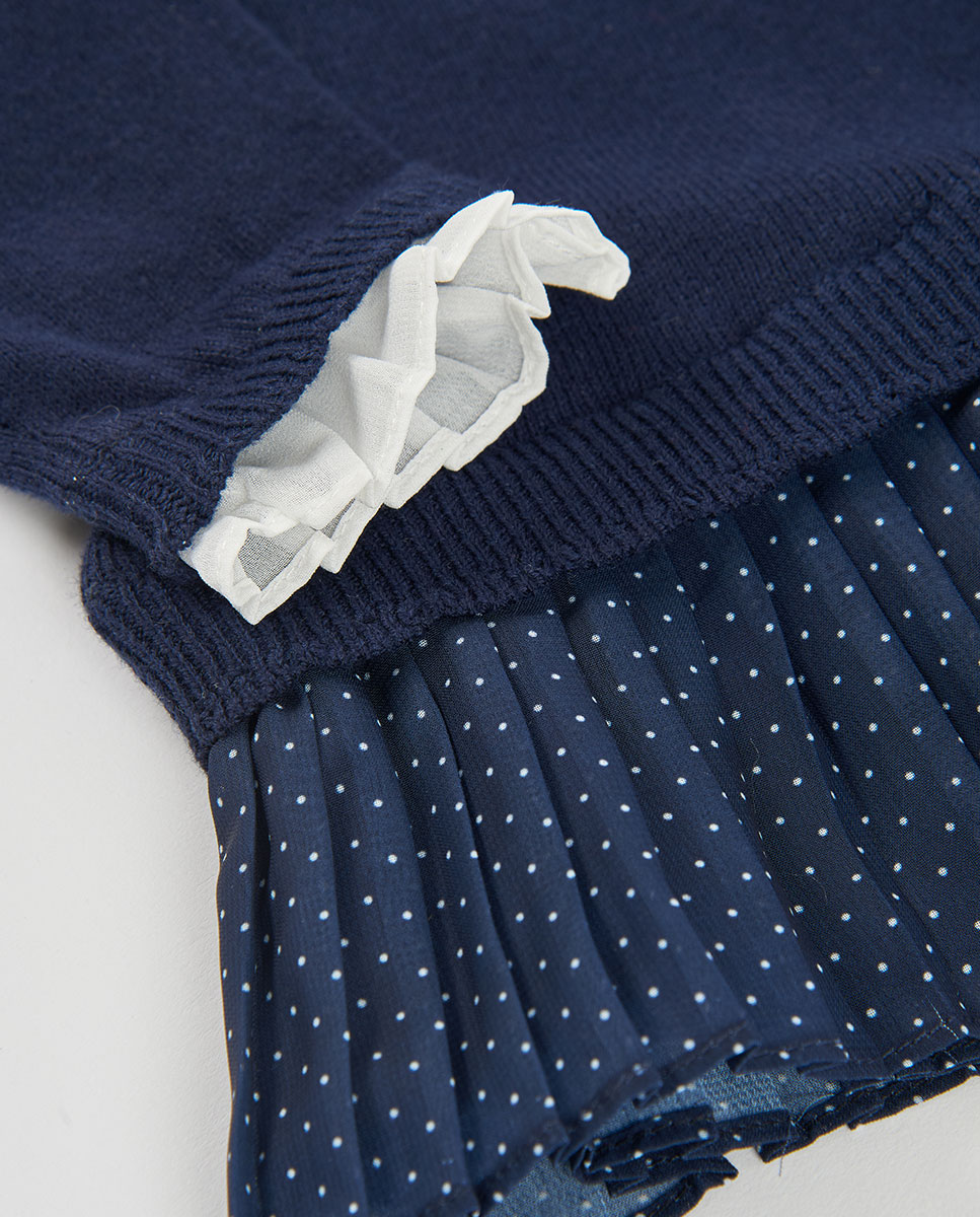 Vestido Infantil Bordado de Urso com Boné Multicolor-4