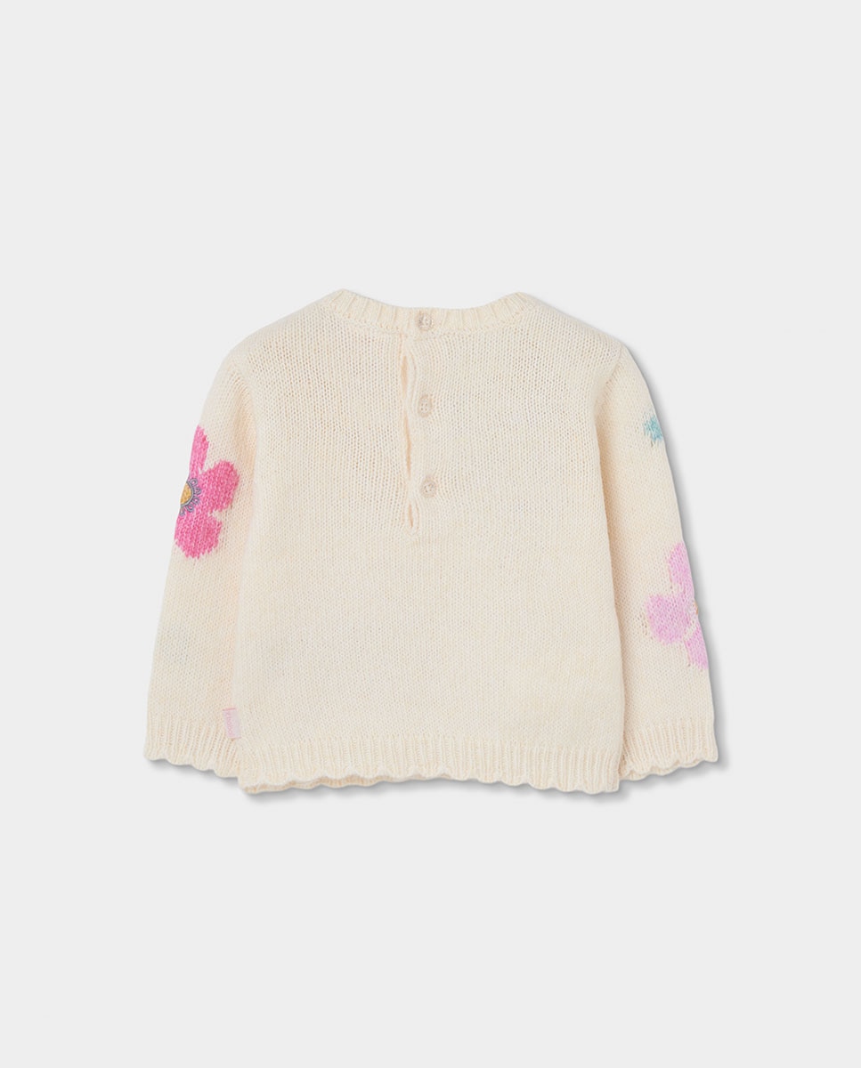 Camisola de Malha Infantil com Estampado de Flores e Gola Redonda Multicolor-2