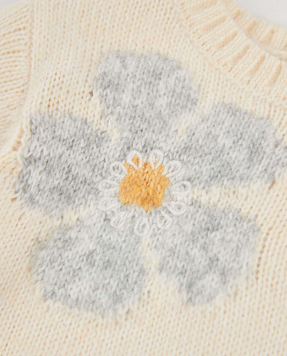 Camisola de Malha Infantil com Estampado de Flores e Gola Redonda Multicolor-3