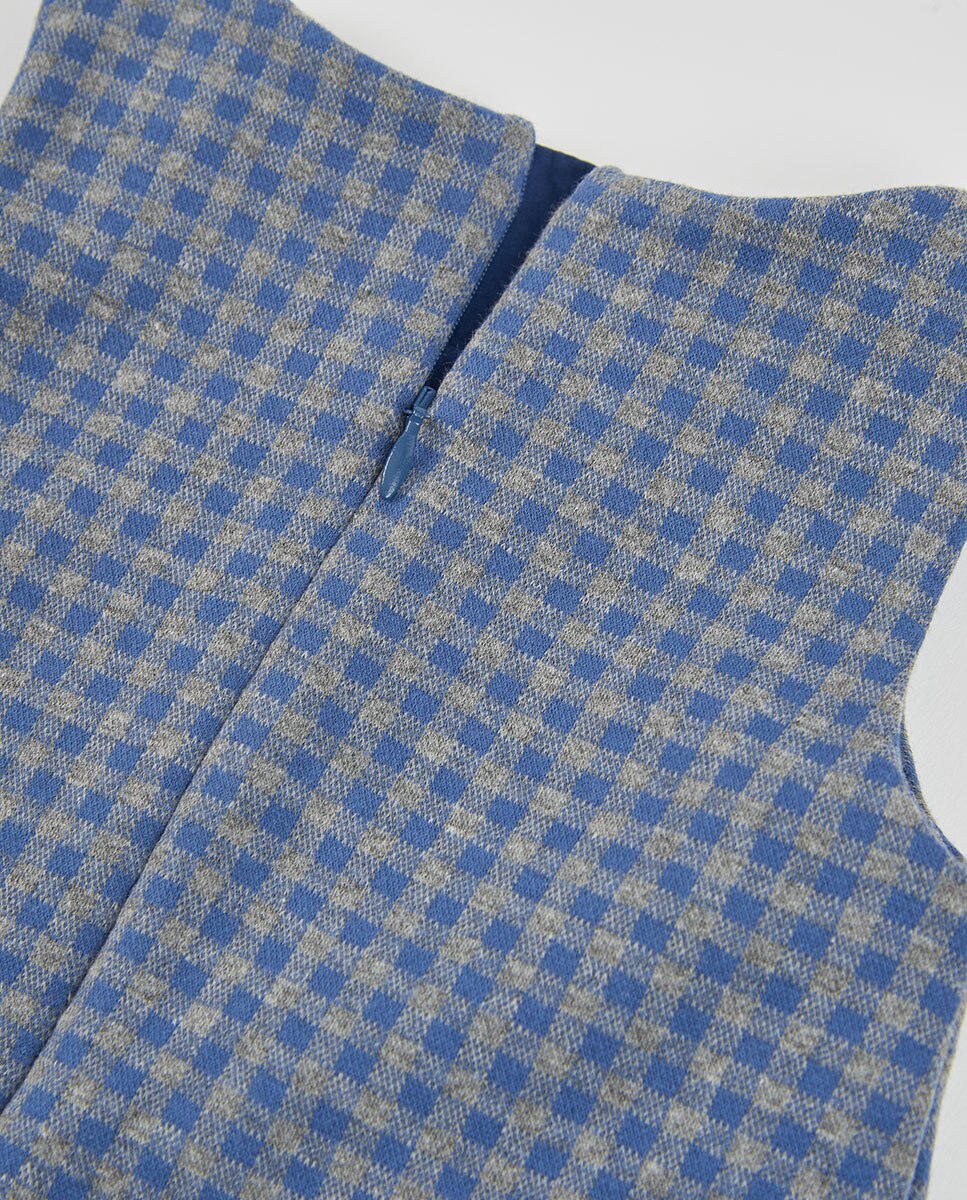Vestido Curto Aos Quadrados com Fecho Zip Azul-marinho-4