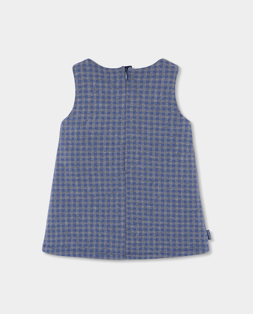 Vestido Curto Infantil Aos Quadrados com Fecho Zip Azul-marinho-2
