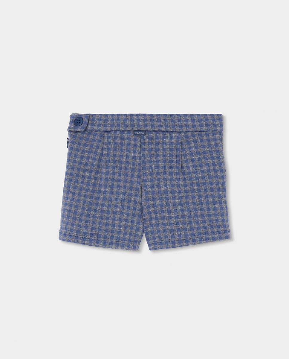 Bermudas Aos Quadrados de Cintura Subida Azul / Cinzento-2