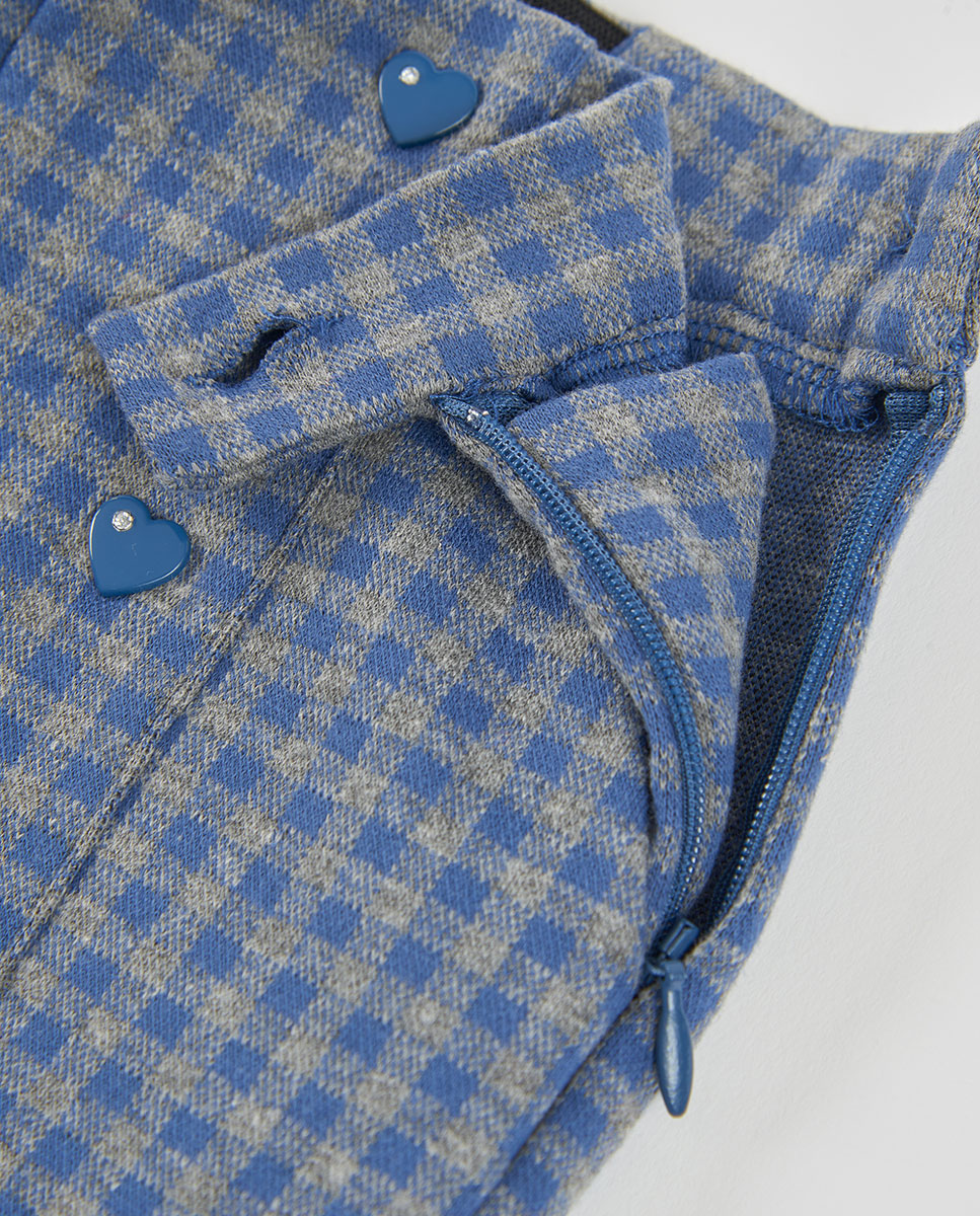 Bermudas Aos Quadrados de Cintura Subida Azul / Cinzento-4