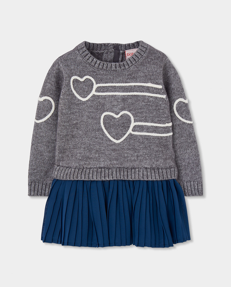 Imagem 0 de Vestido de Malha Infantil de Manga Comprida com Gola Redonda