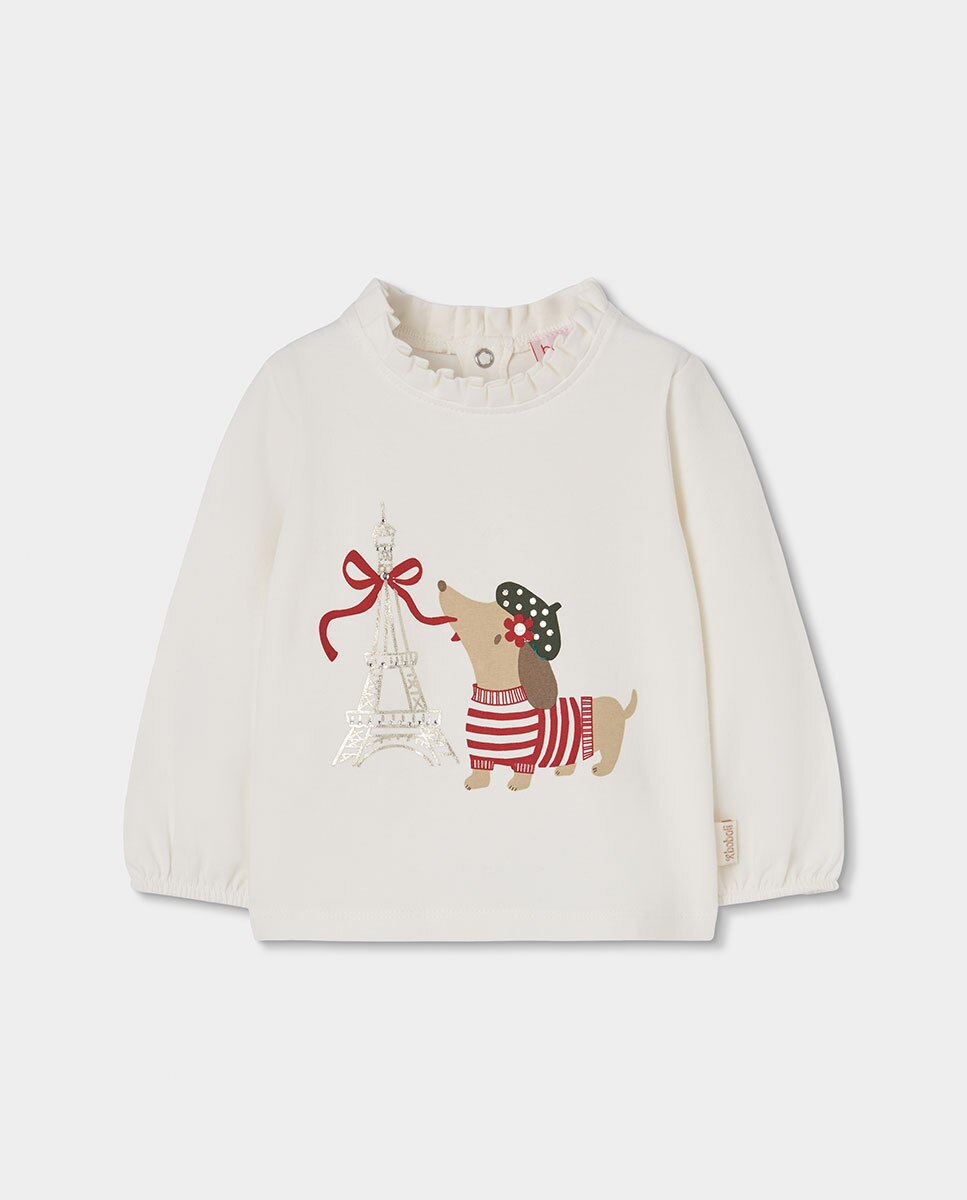 Imagem 0 de T-shirt Infantil de Manga Comprida com Gola Redonda