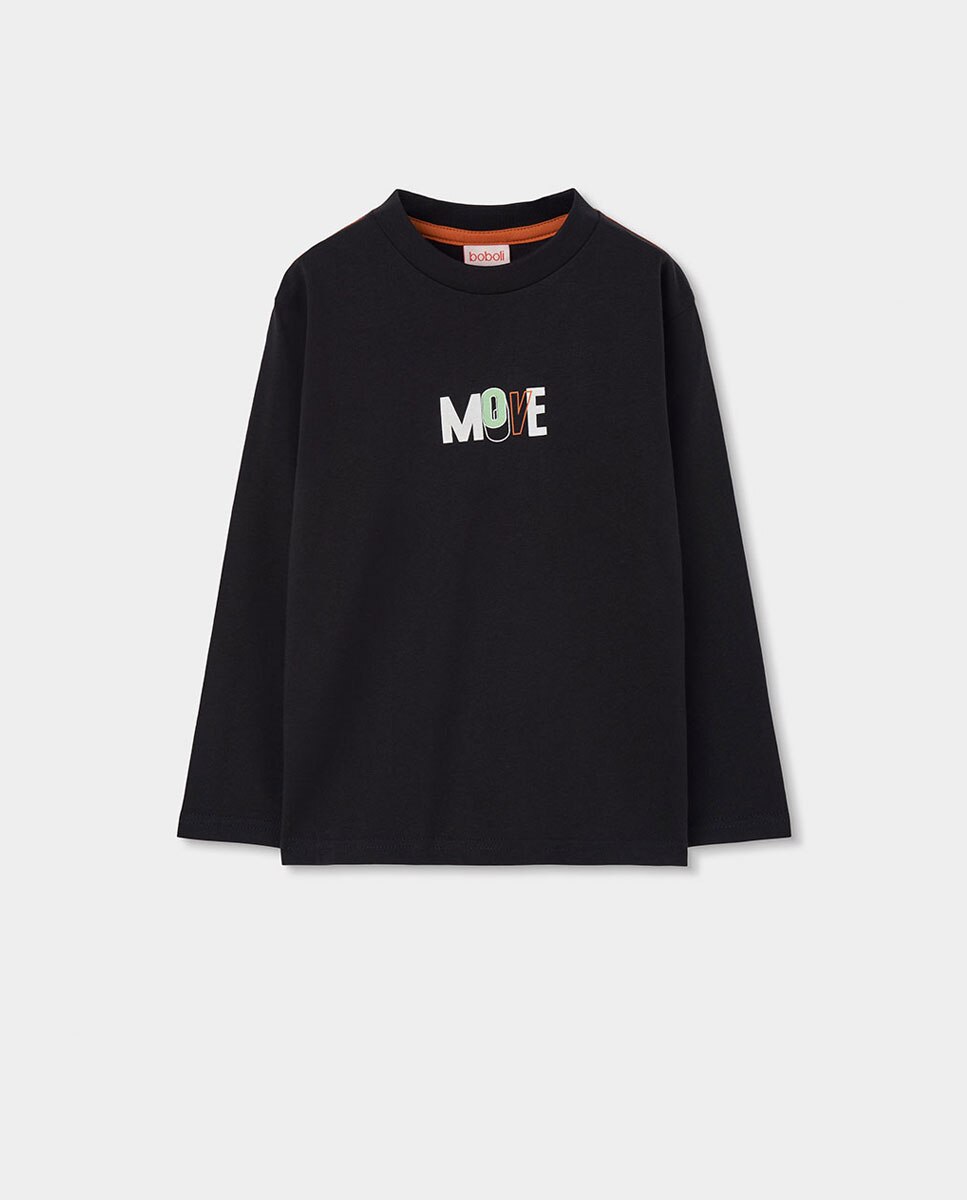 Imagem 0 de T-shirt Infantil de Algodão de Manga Comprida com Gola Redonda