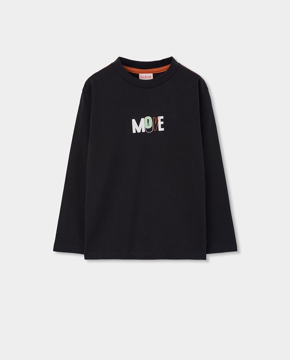 Imagem 0 de T-shirt Infantil de Algodão de Manga Comprida com Gola Redonda