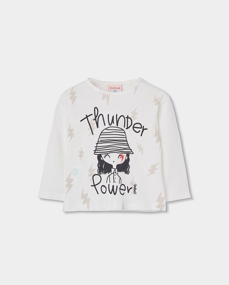 Imagem 0 de T-shirt de Algodão Infantil de Manga Comprida com Gola Redonda