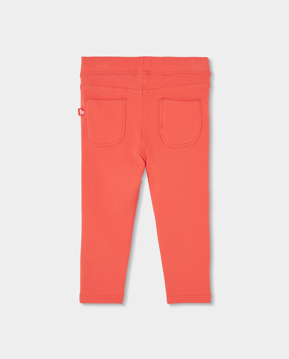 Calças de Felpa Jegging de Cintura Subida Laranja-2