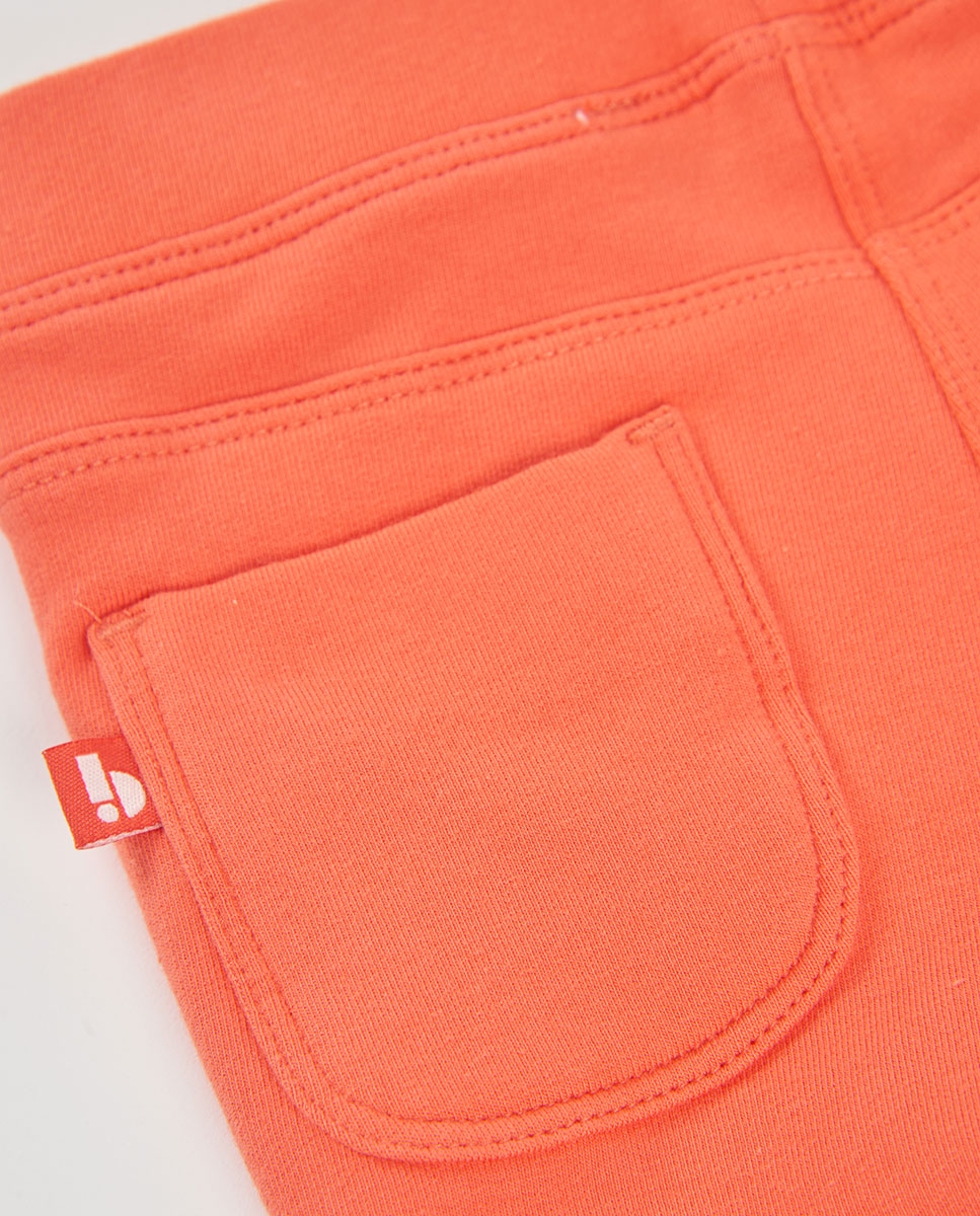 Calças de Felpa Jegging de Cintura Subida Laranja-4