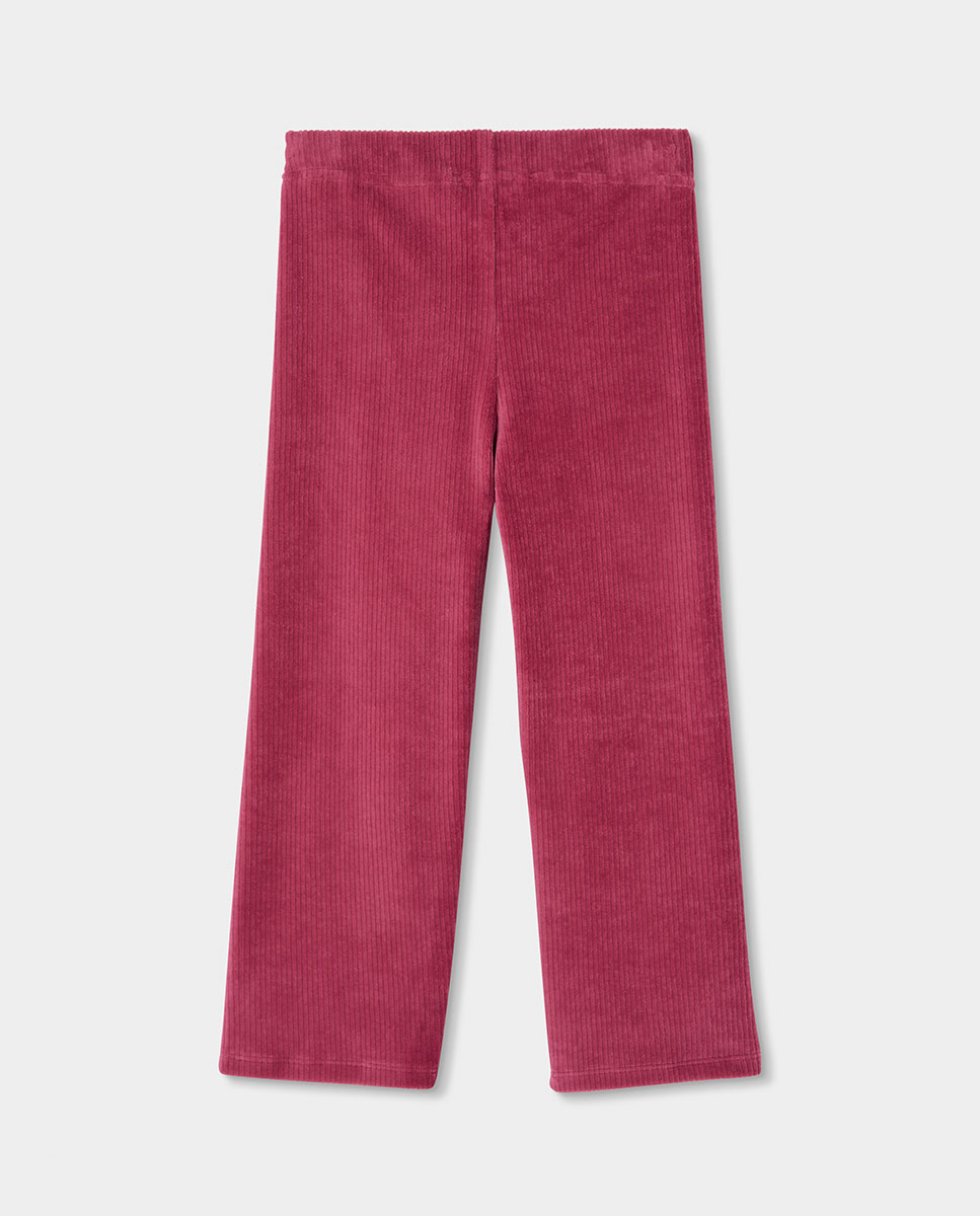 Calças de Bombazina Infantil Amplas de Cintura Subida Boboli Vermelho-2