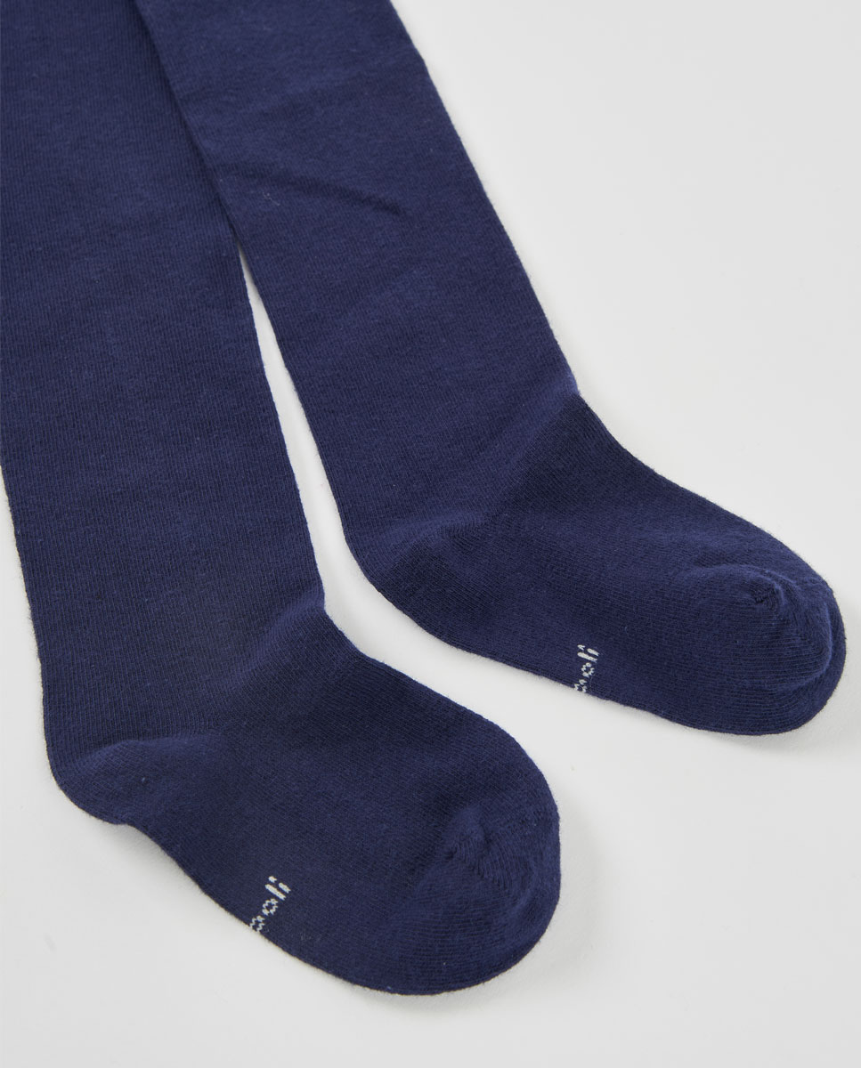 Collants de Algodão de Cintura Subida Azul-marinho-2
