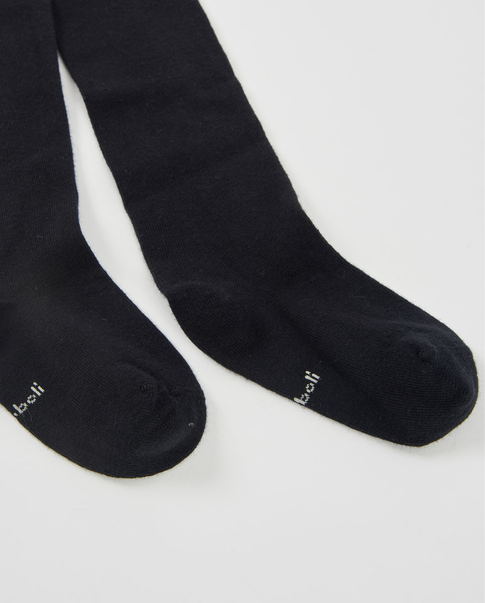 Collants de Algodão de Cintura Subida Preto-2