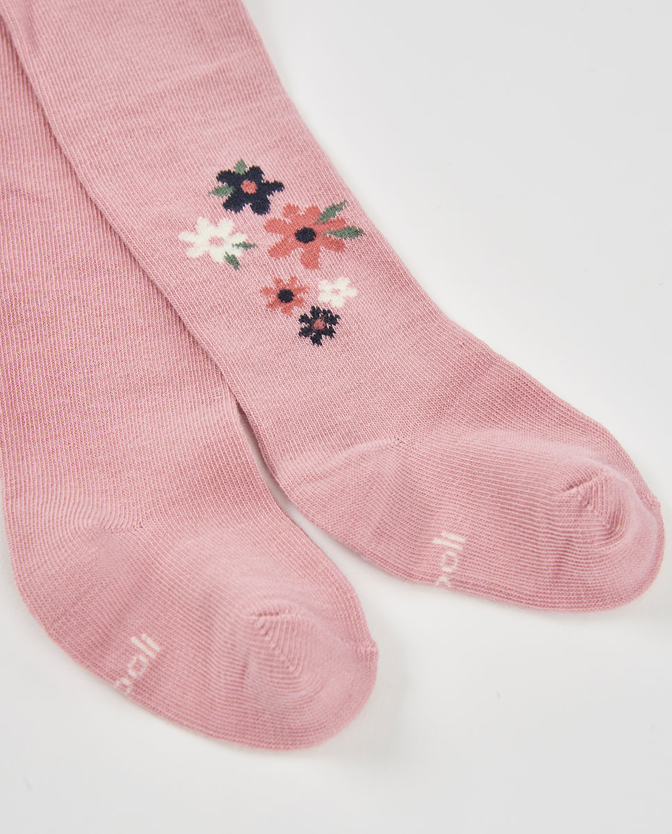 Collants Infantil com Estampado de Flores e Cintura Subida Multicolor-2
