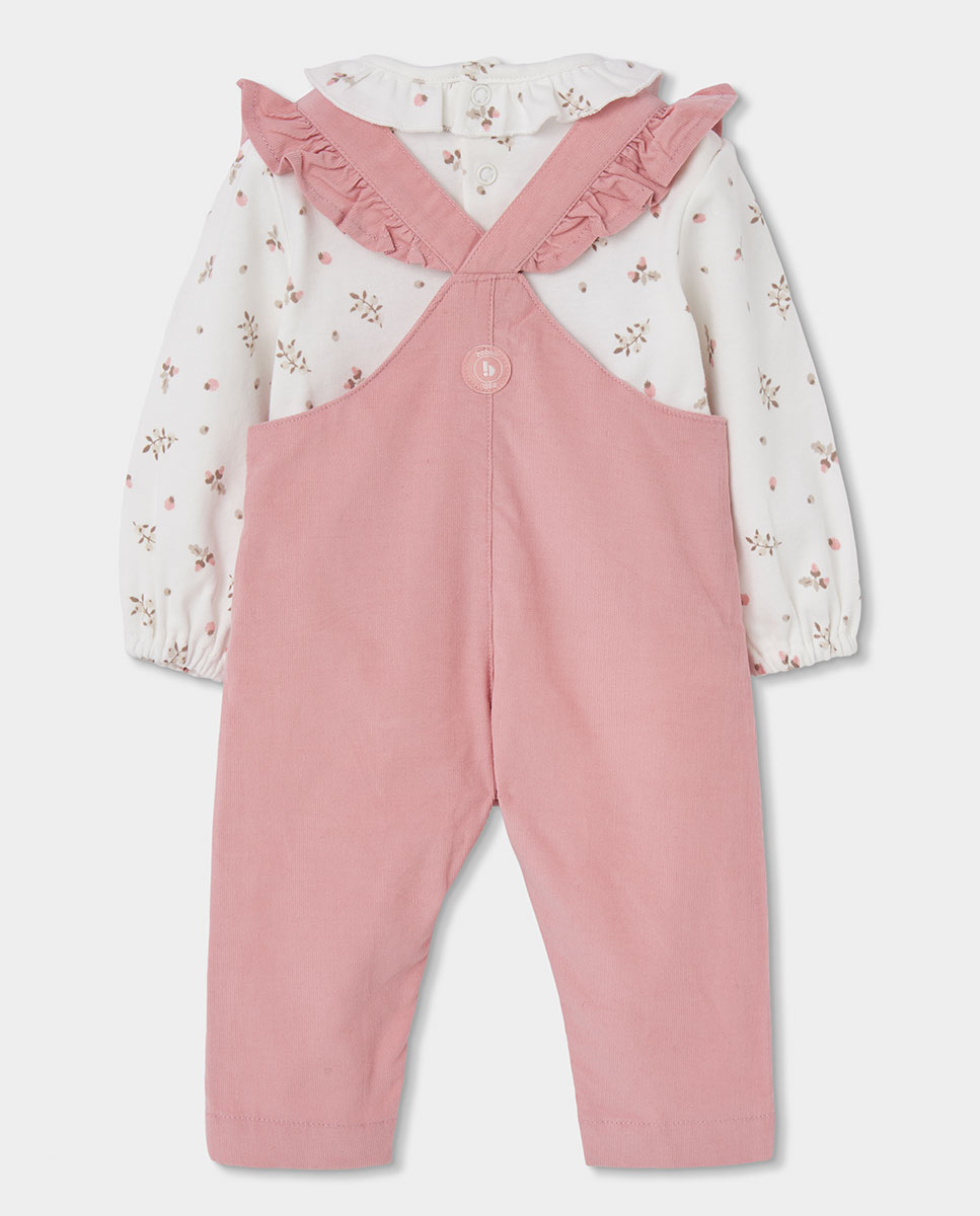 Conjunto para Bebé de Algodão de Manga Comprida com Gola Redonda Branco-2