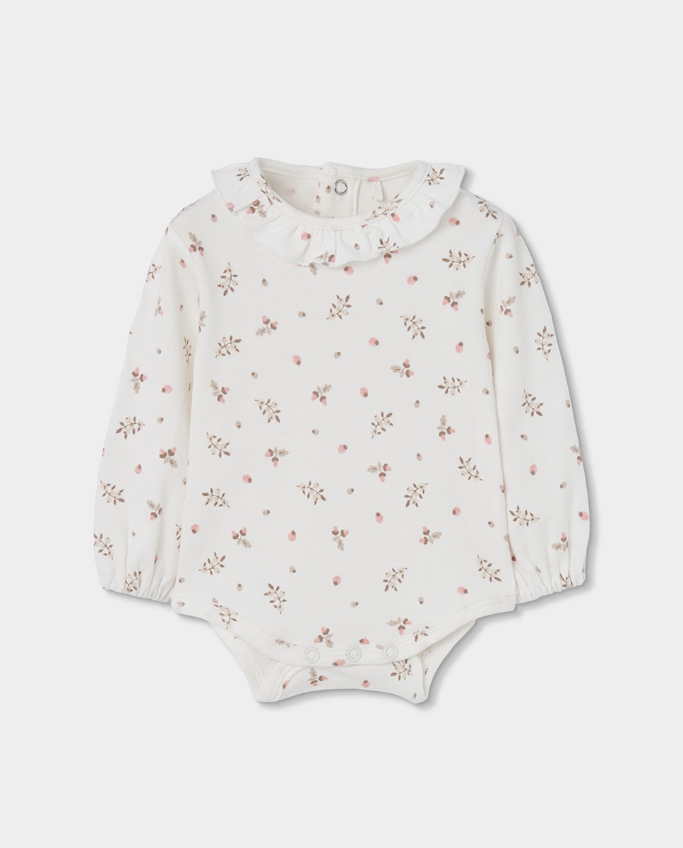 Conjunto para Bebé de Algodão de Manga Comprida com Gola Redonda Branco-3