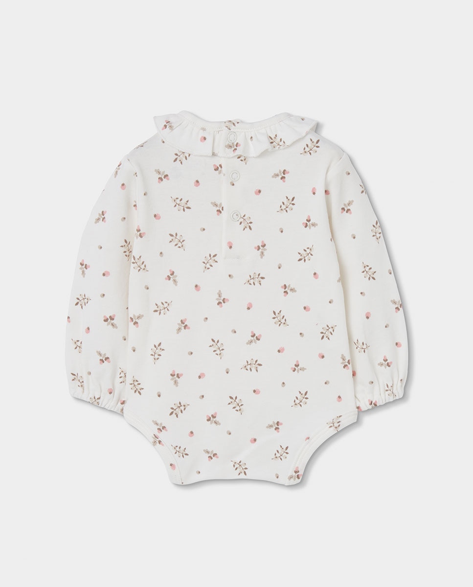 Conjunto para Bebé de Algodão de Manga Comprida com Gola Redonda Branco-5