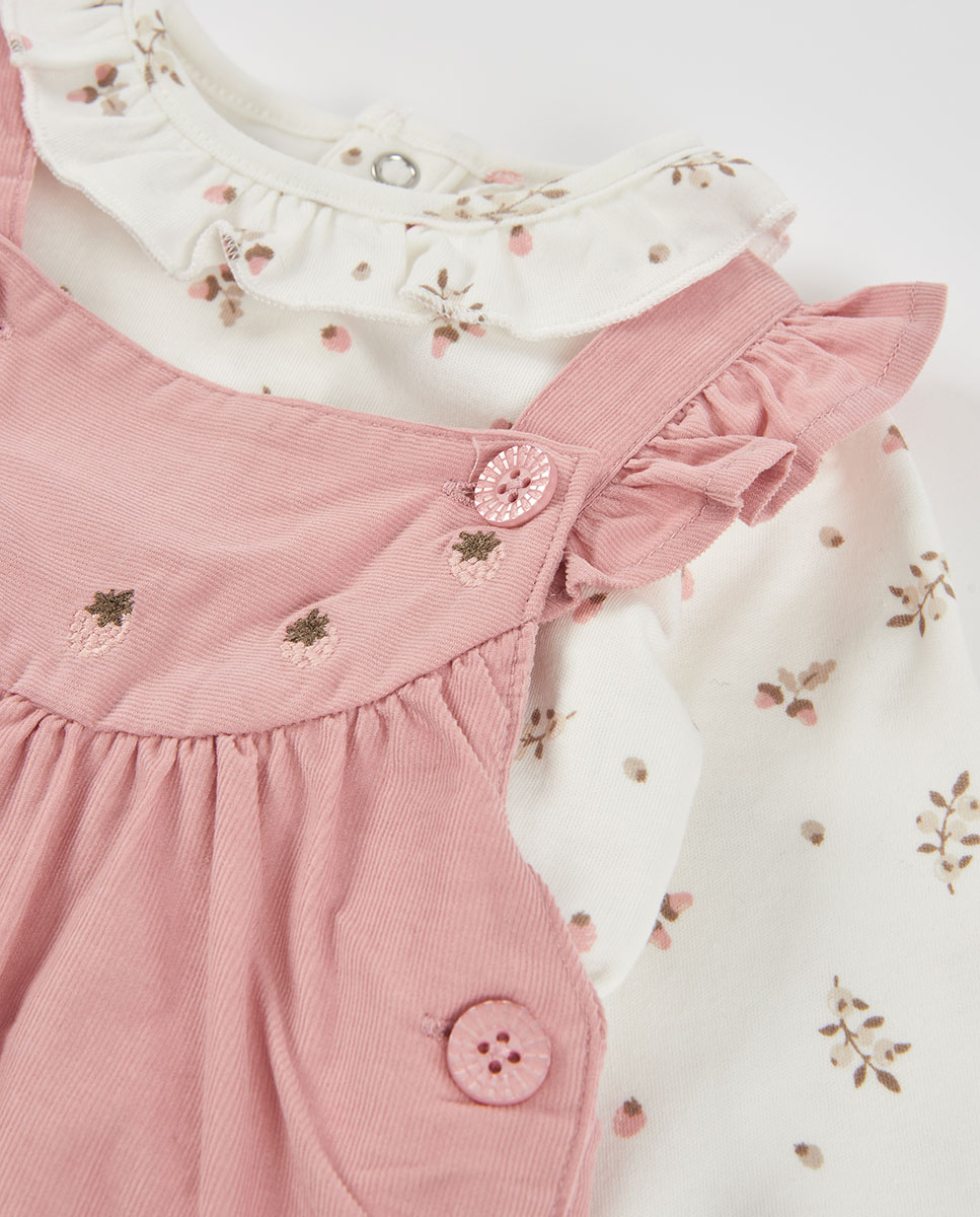 Conjunto para Bebé de Algodão de Manga Comprida com Gola Redonda Branco-8