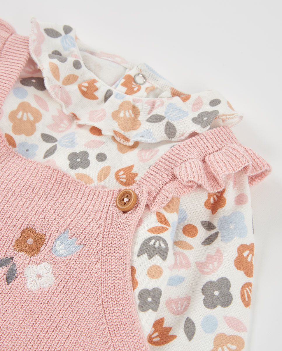Conjunto para Bebé com Estampado de Flores e Manga Comprida Multicolor-7