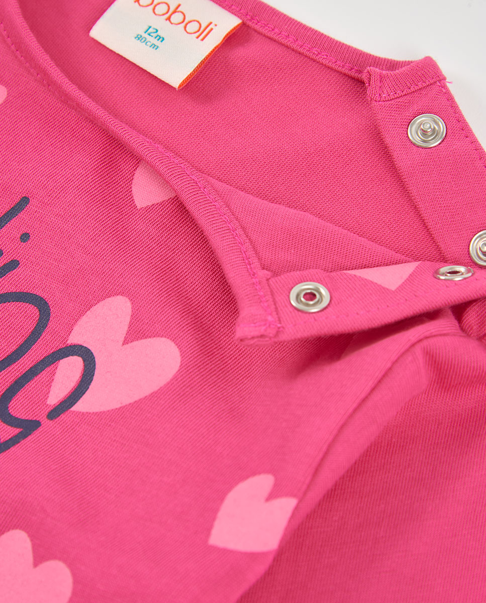 Sweatshirt de Felpa Infantil com Capuz e Manga Comprida Rosa / Branco-3
