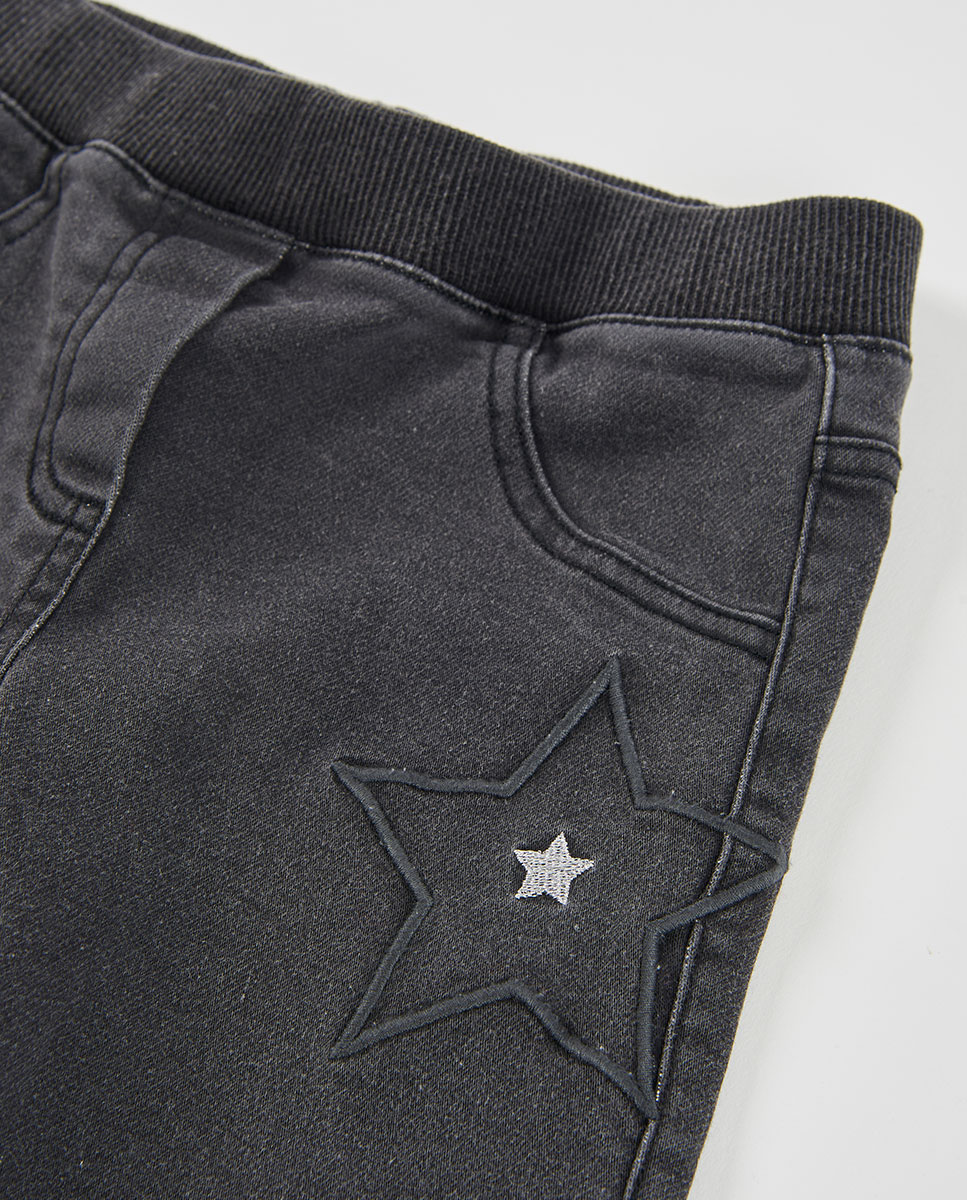 Leggings Jeans Infantil com Cintura Subida Preto / Cinzento-3