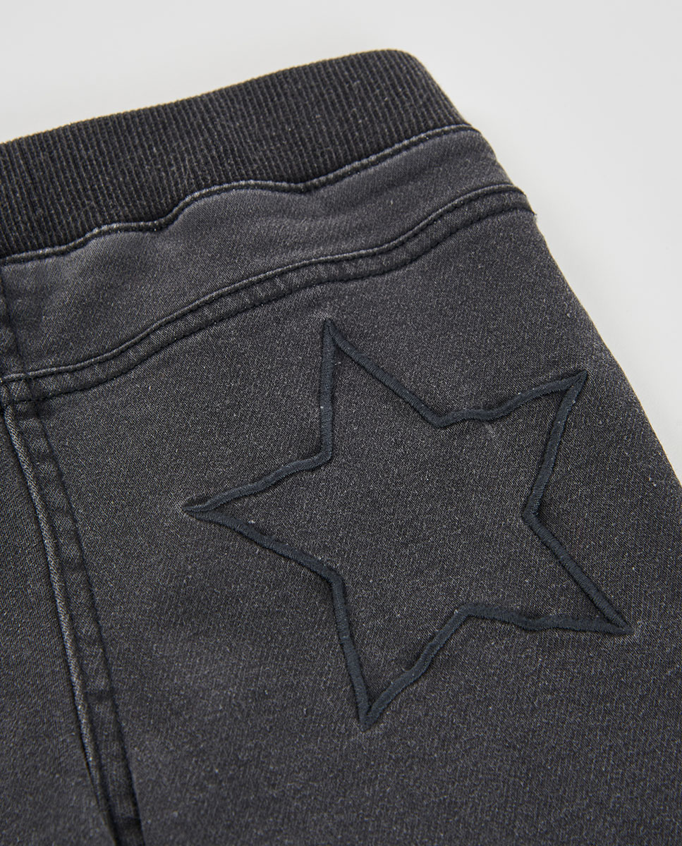 Leggings Jeans Infantil com Cintura Subida Preto / Cinzento-4