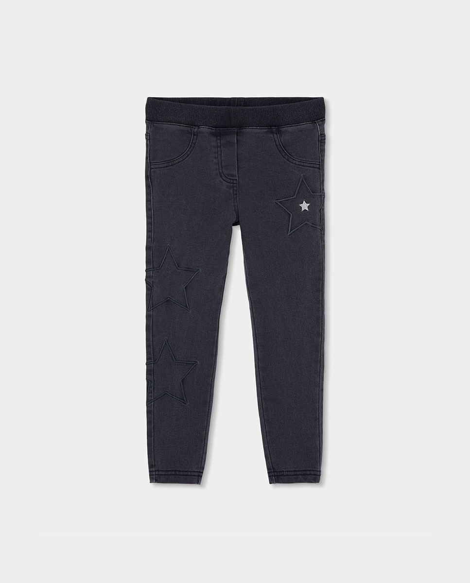 Leggings Jeans Infantil com Cintura Subida Preto / Cinzento-1