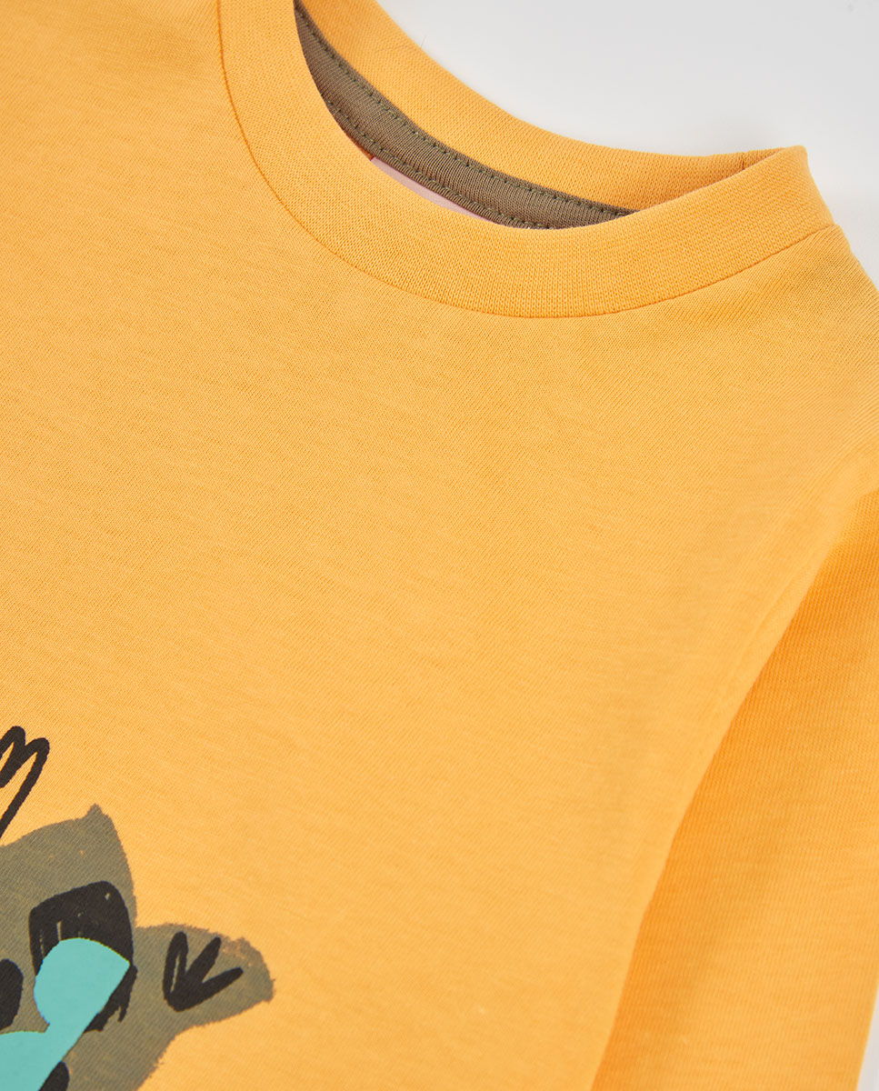 T-shirt Infantil de Algodão de Manga Comprida com Gola Redonda Multicolor-4