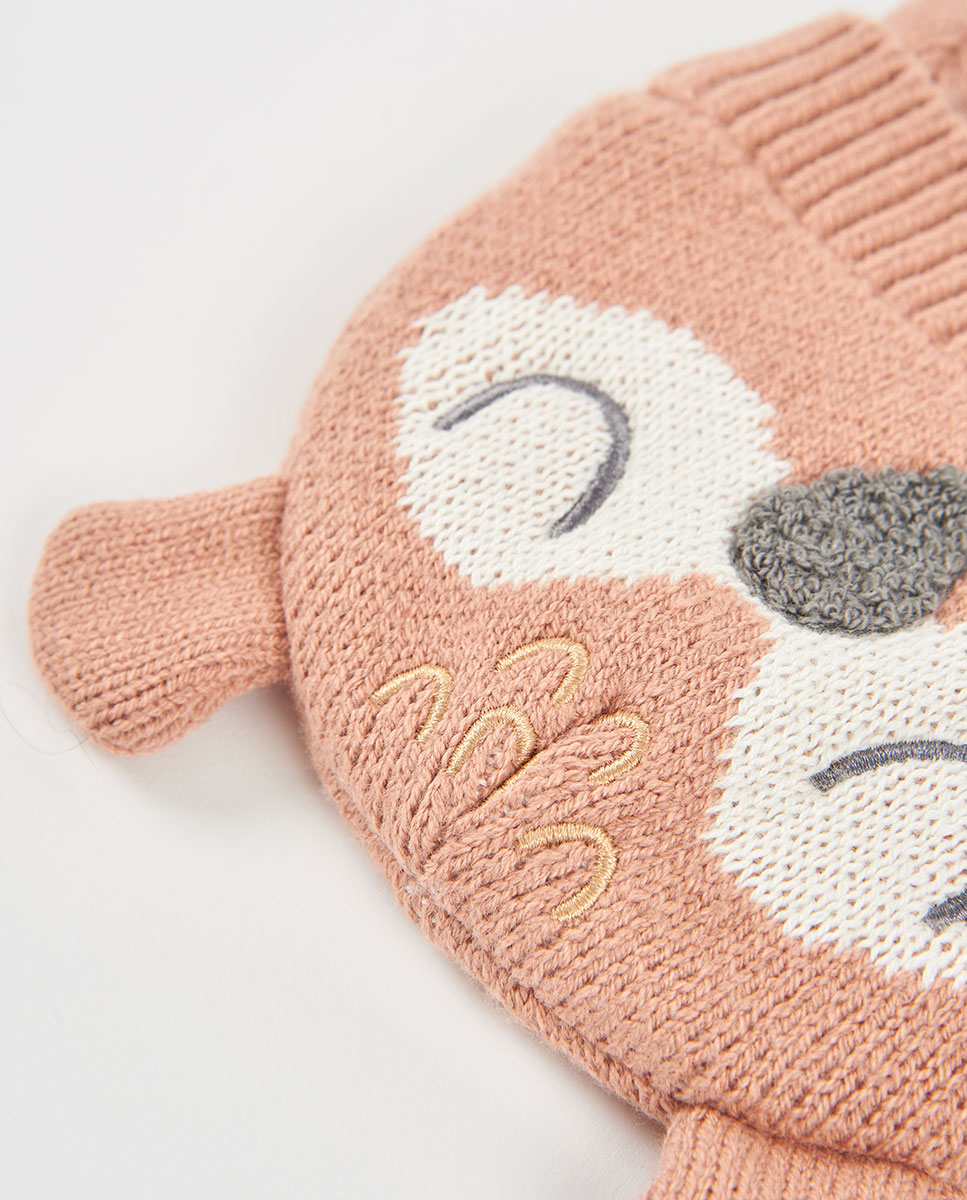 Chapéu para Bebé com Estampado de Animais e Forro Boboli Branco-2