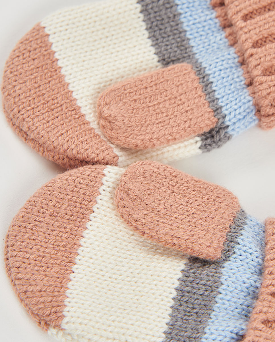 Luvas de Bebé com Estampado Às Riscas Boboli Branco-3