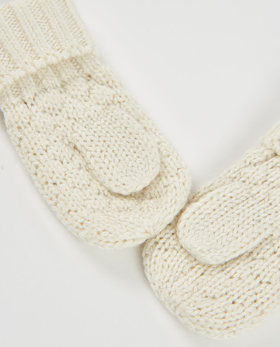 Luvas de Bebé de Malha Branco-2