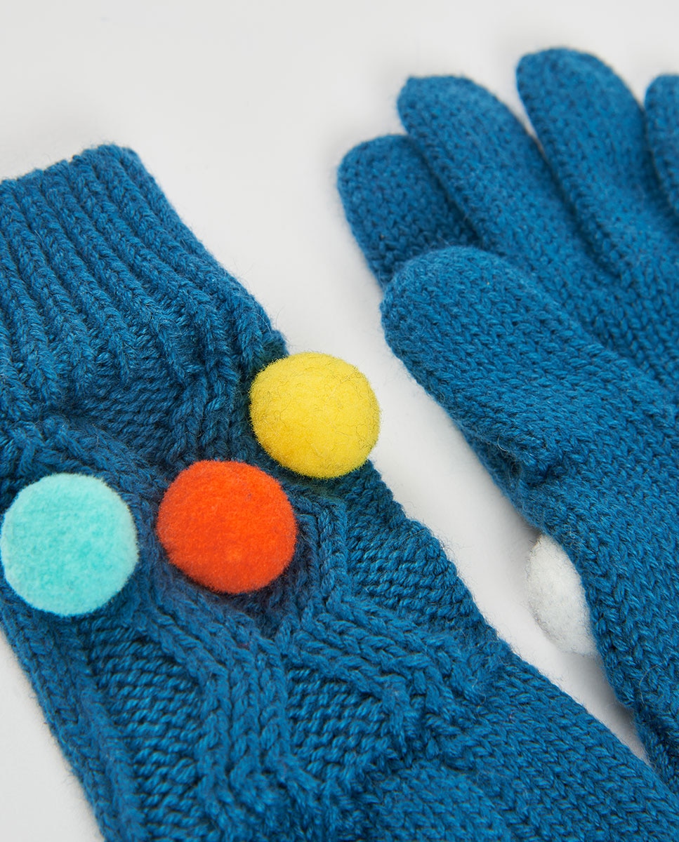 Luvas de Malha Infantil com Estampado de Bolinhas Multicolor-3