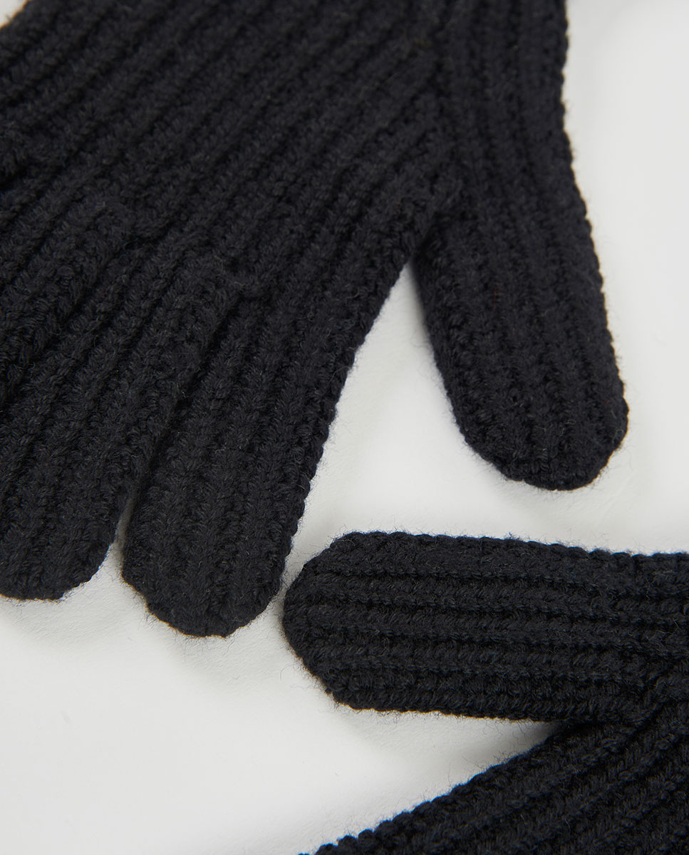 Luvas de Malha Infantil Preto-3