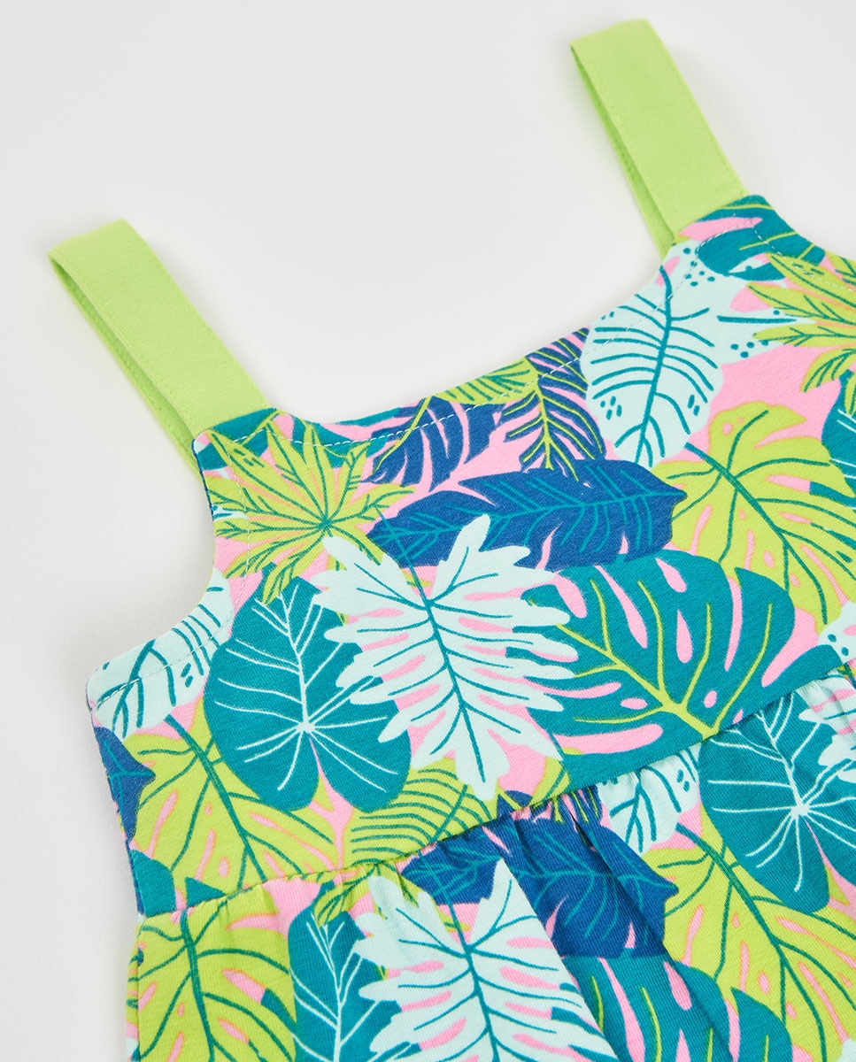 Vestido Infantil com Estampado Algodão Boboli Verde-3