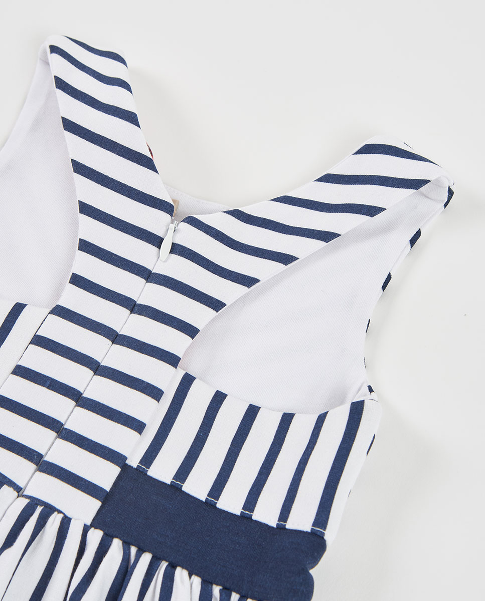 Vestido Às Riscas Infantil Branco / Azul-3