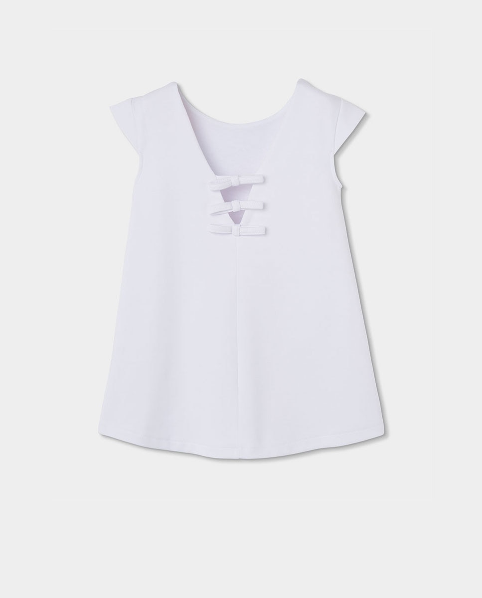 Vestido Infantil com Estampado Flor Boboli Branco-2