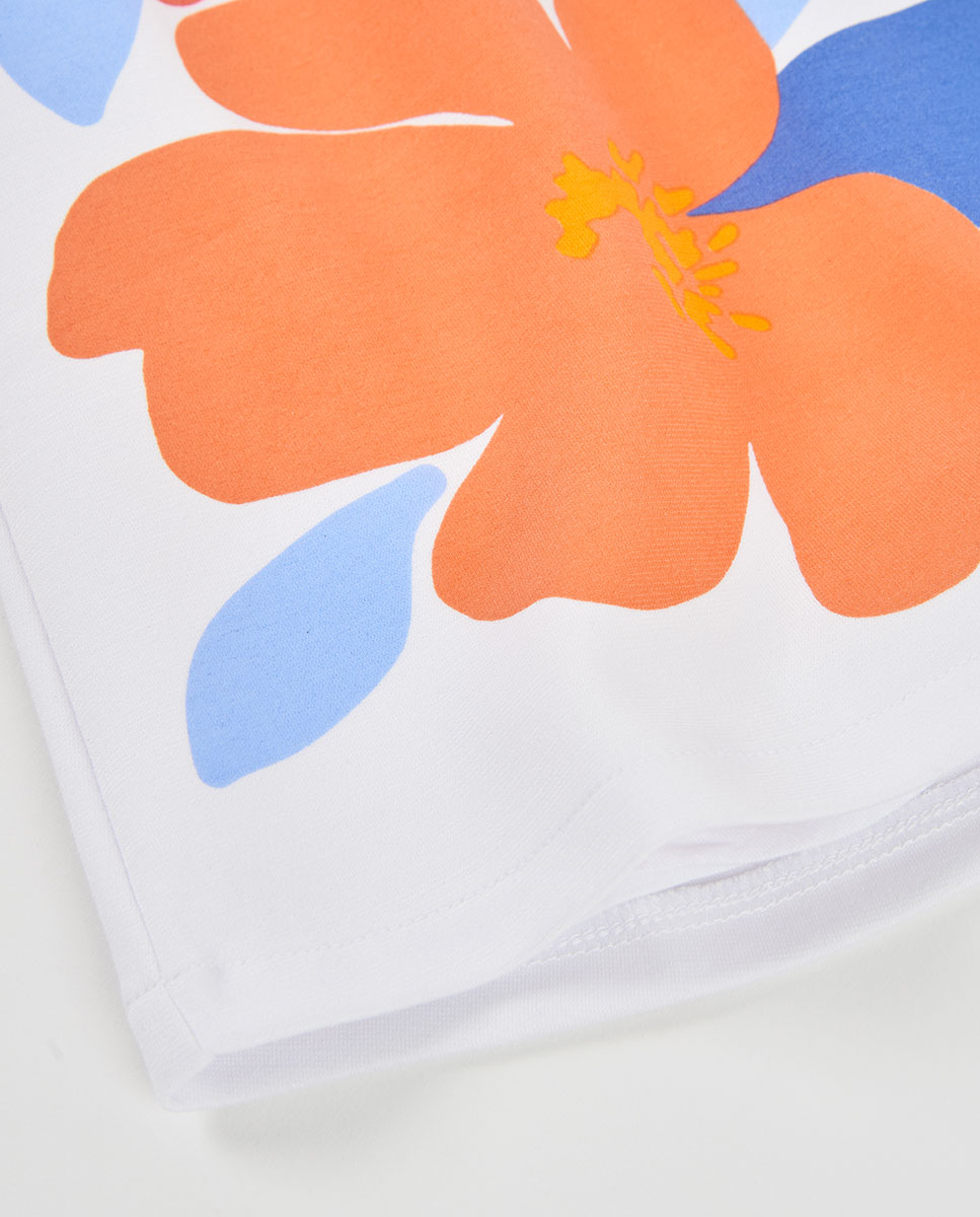 Vestido Infantil com Estampado Flor Boboli Branco-3
