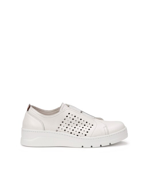 Imagem 0 de Sapatos Rasos de Mulher em Pele - Branco